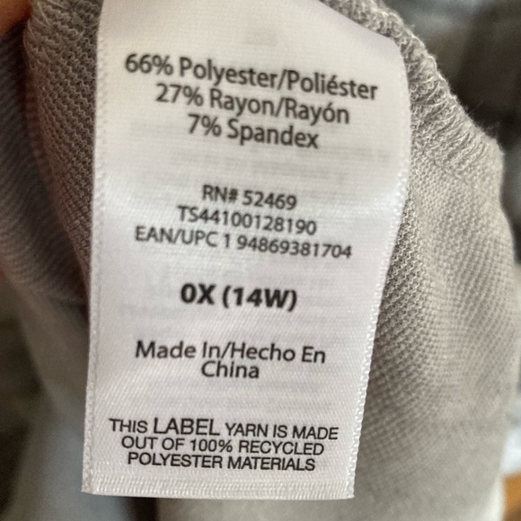 Terra & Sky Womens Sz OX - 14W Long Sleeve Button Up Plaid Shirt Gray New w Tags - Picture 4 of 9